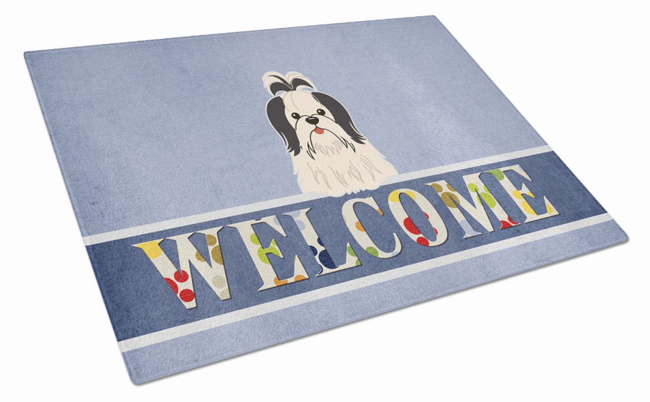 Welcome Dog Print Glass Cutting Board Large - BB5669LCB