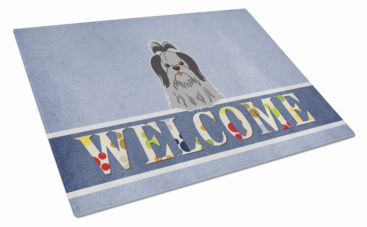 Welcome Dog Print Glass Cutting Board Large - BB5670LCB