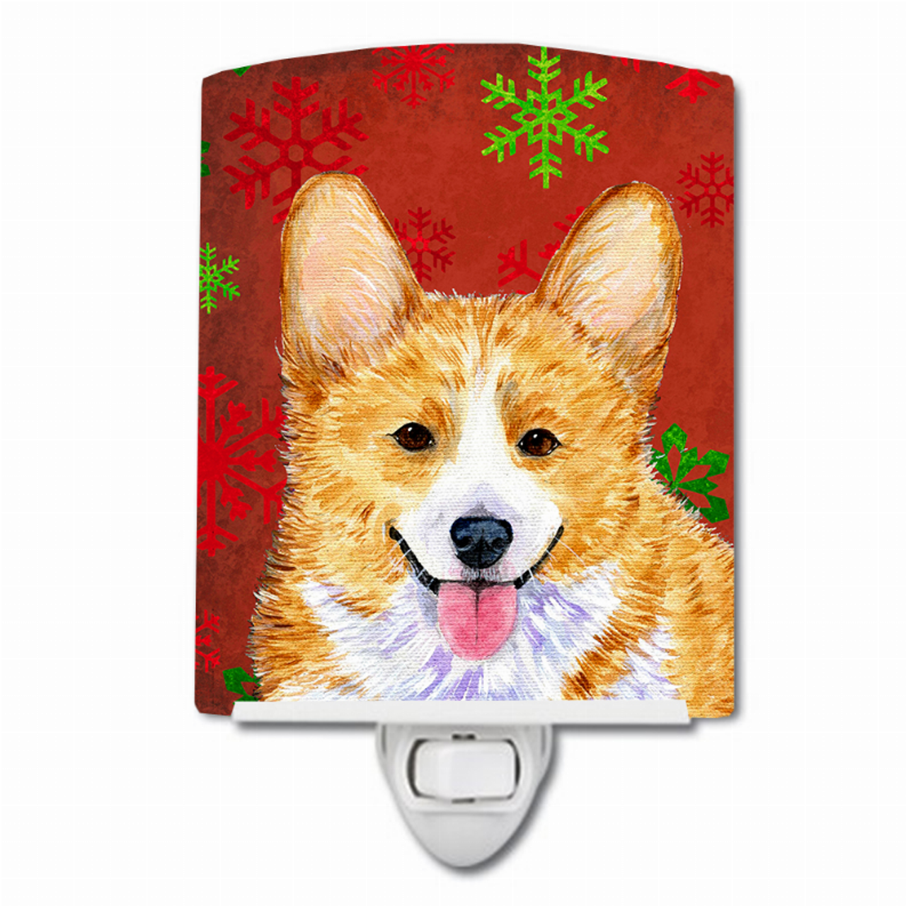 Snowflakes Holiday Dog Art Ceramic Night Light - SS4693CNL