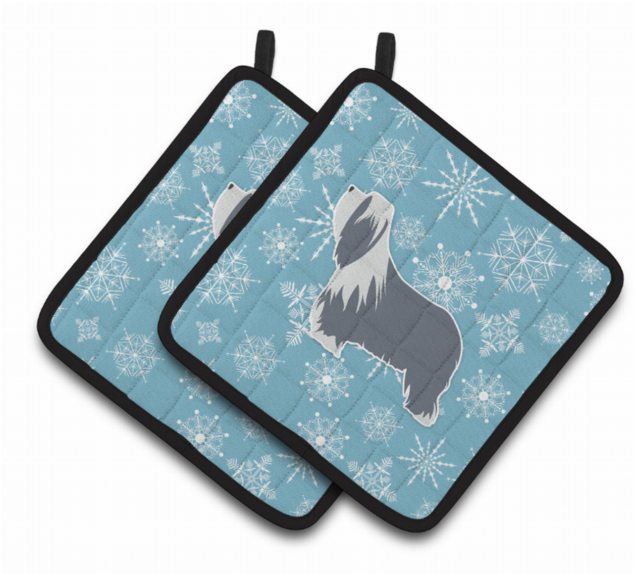 Snowflake and Dog Art Pair of Pot Holders - S000213B001695P074709V037
