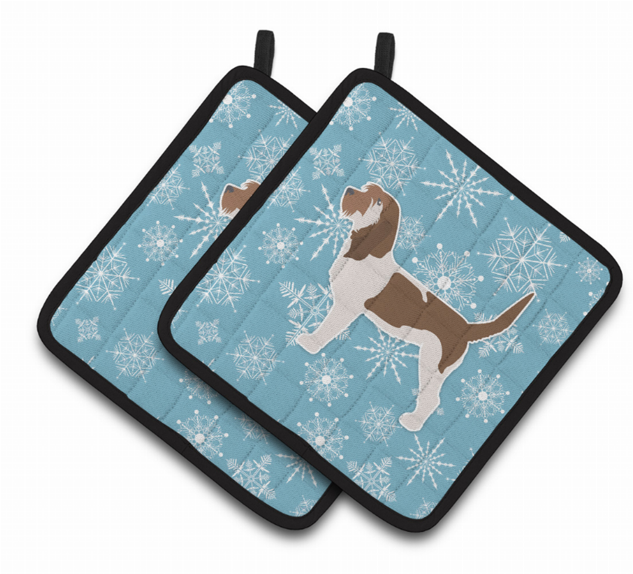Snowflake and Dog Art Pair of Pot Holders - S000213B001695P074709V010