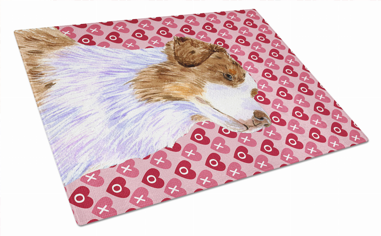 Valentine's Day Dog Print Glass Cutting Board Large - S000213B001695P037389V030