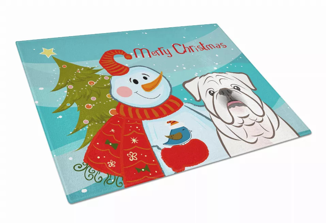 Snowman Dog Print Glass Cutting Board Large - S000213B001695P057676V010