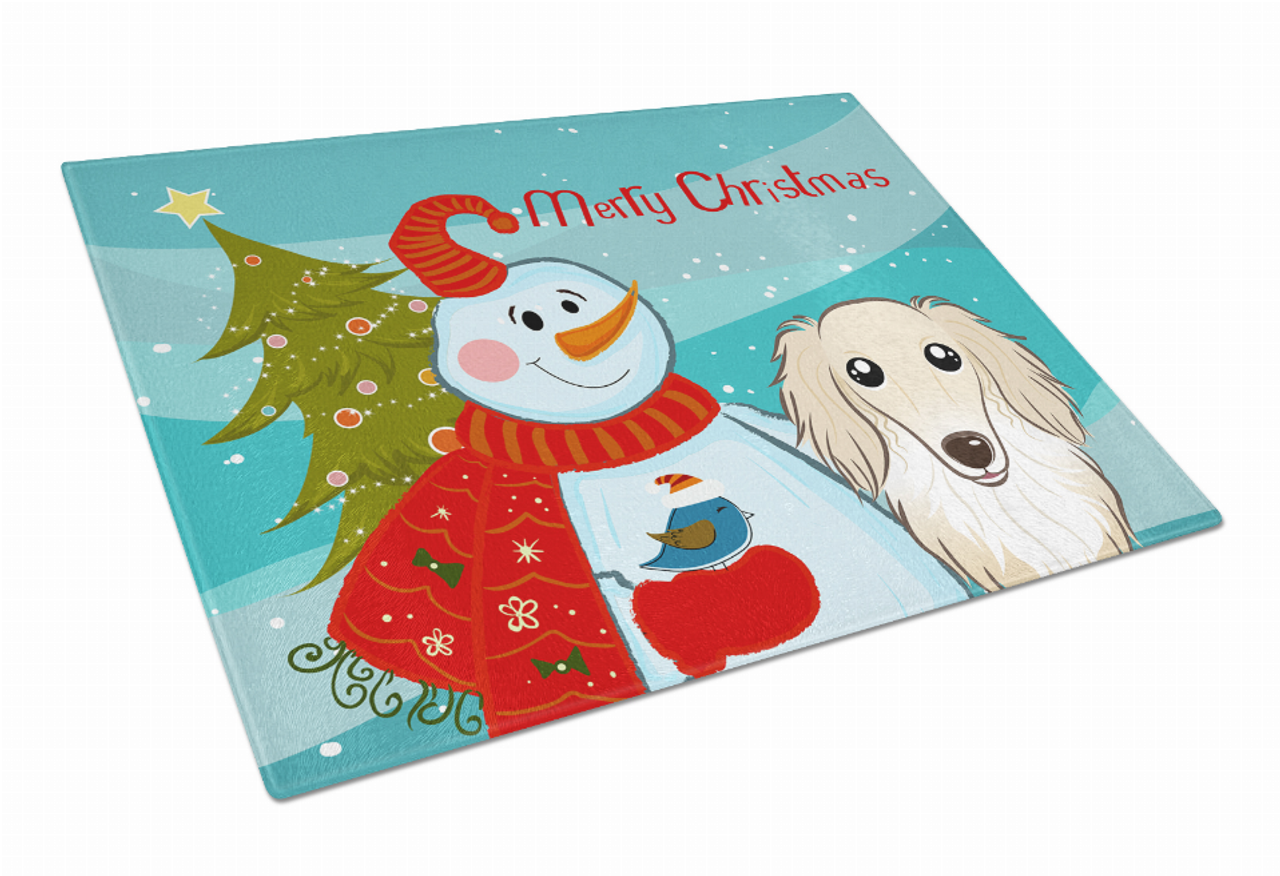 Snowman Dog Print Glass Cutting Board Large - S000213B001695P057676V006