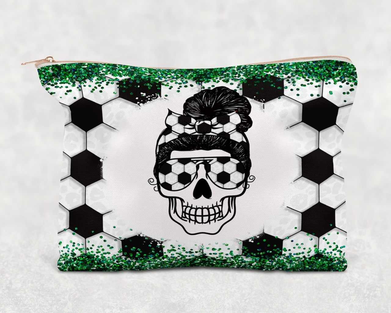 Soccer Skull  Printed Canvas Zipper Bag