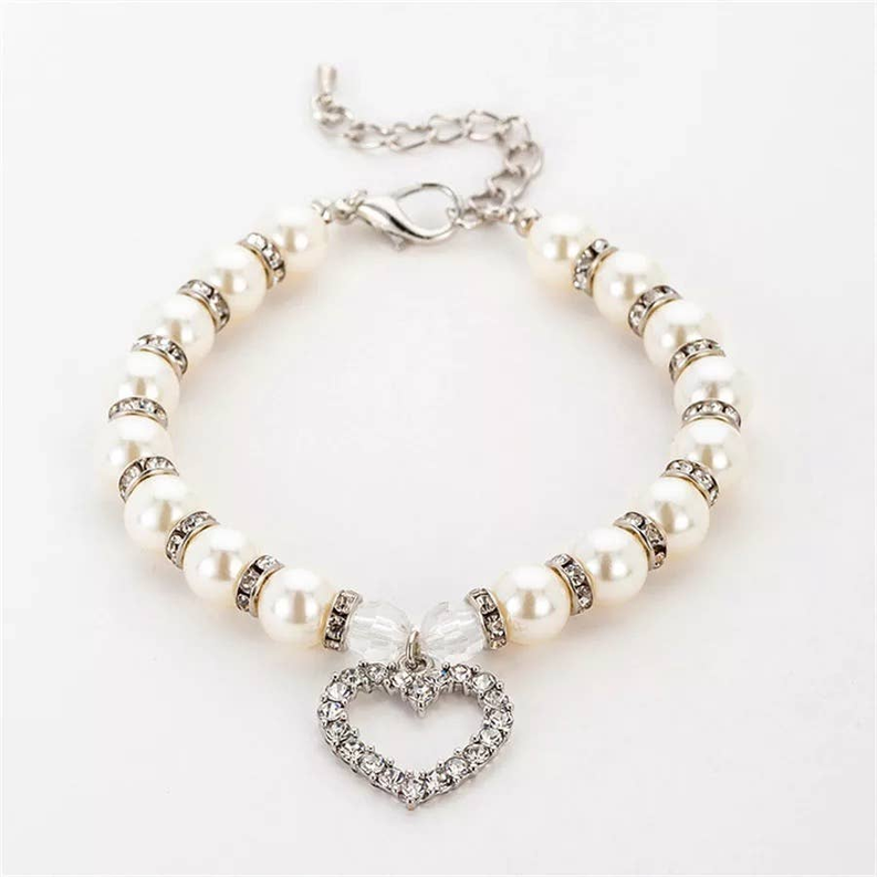 Heart and Pearl Necklace- White - S002142B002493P000847V001
