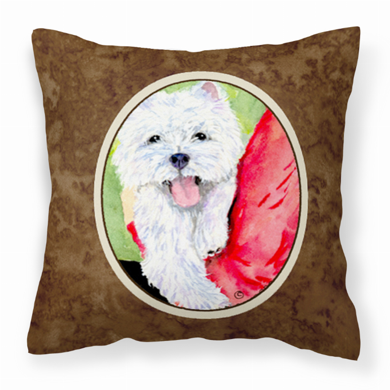 Portrait Artwork with Dog Brown Fabric Decorative Pillow - SS8784PW1414