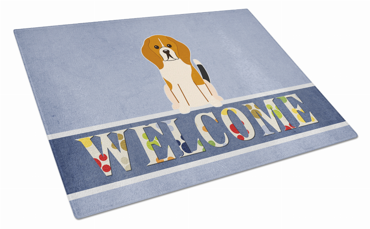 Welcome Dog Print Glass Cutting Board Large - BB5621LCB