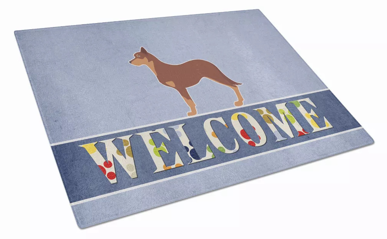 Welcome Dog Print Glass Cutting Board Large - S000213B001695P079710V015