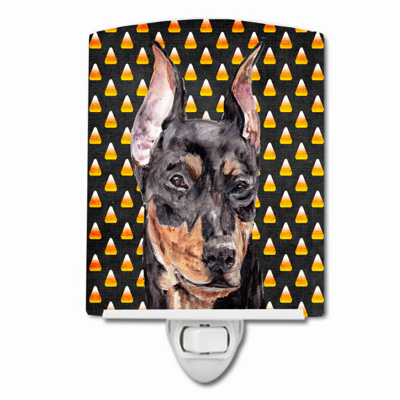 Candy Corn Halloween Dog Art Portrait Ceramic Night Light - SC9668CNL