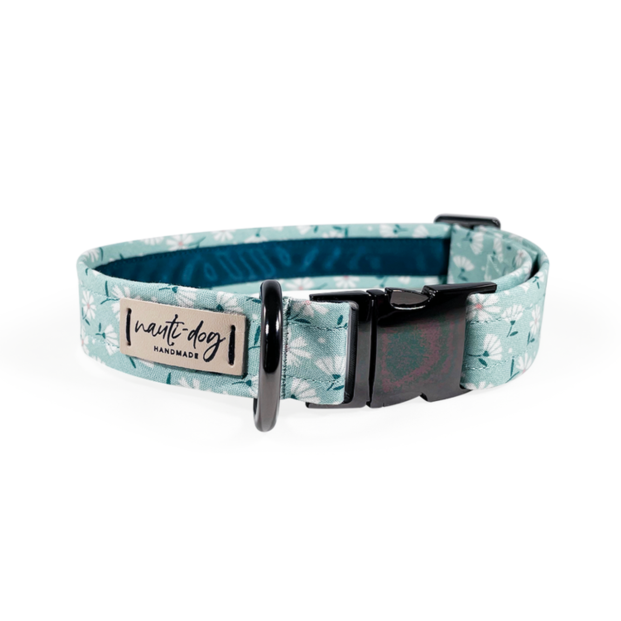 Paperwhite Sea Glass Green Daisy Floral Buckle & Martingale Dog Collar - S002793B002925P000075V049