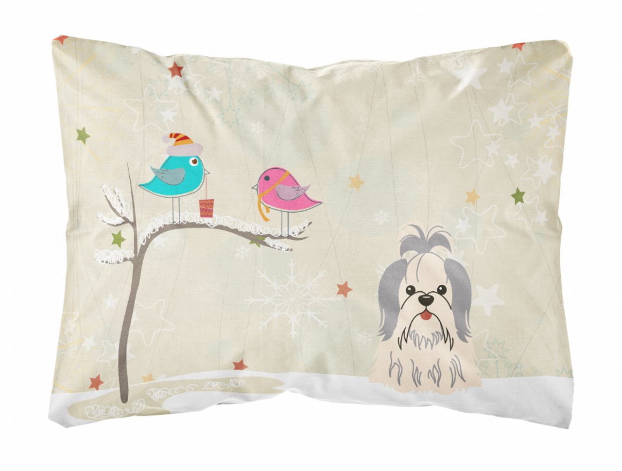 Christmas Presents between Friends Dog Art Canvas Fabric Decorative Pillow - S000213B001695P071596V000