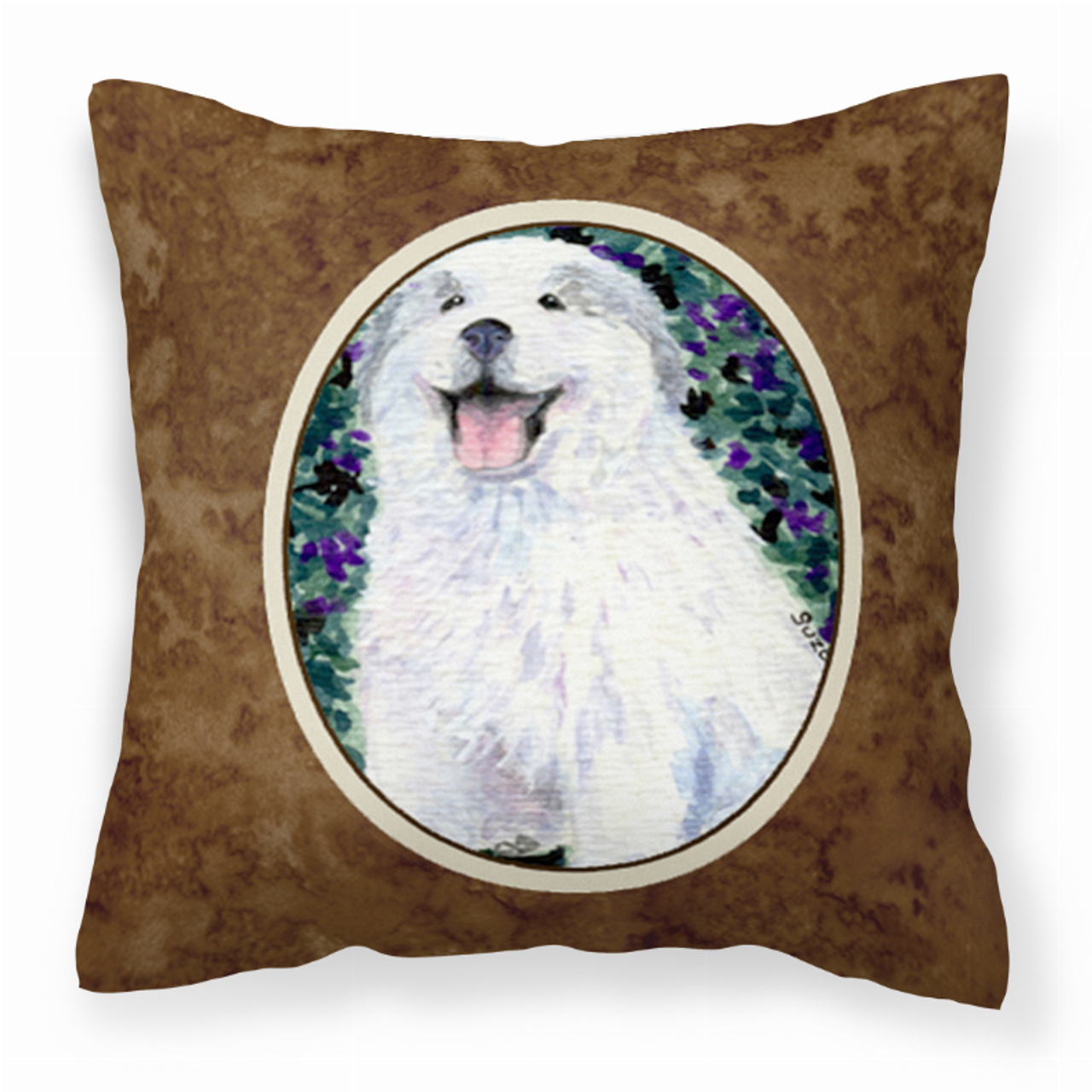 Portrait Artwork with Dog Brown Fabric Decorative Pillow - SS8856PW1414