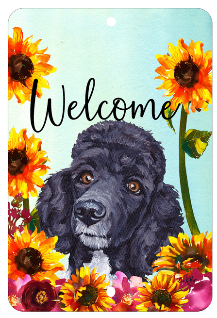 Poodle Black - HHS Welcome Indoor/Outdoor Aluminum Sign