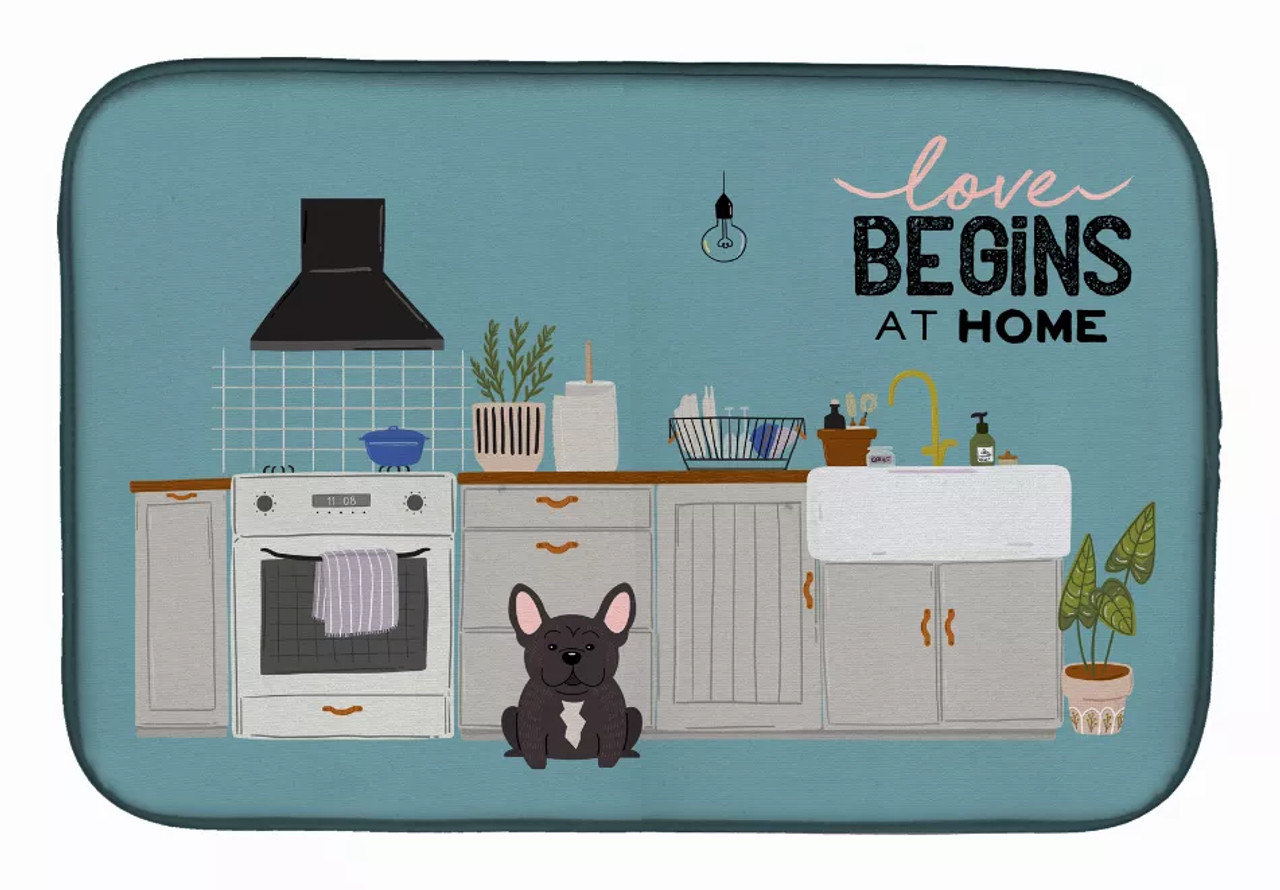 Dog Kitchen Scene Dish Drying Mat - CK7713DDM