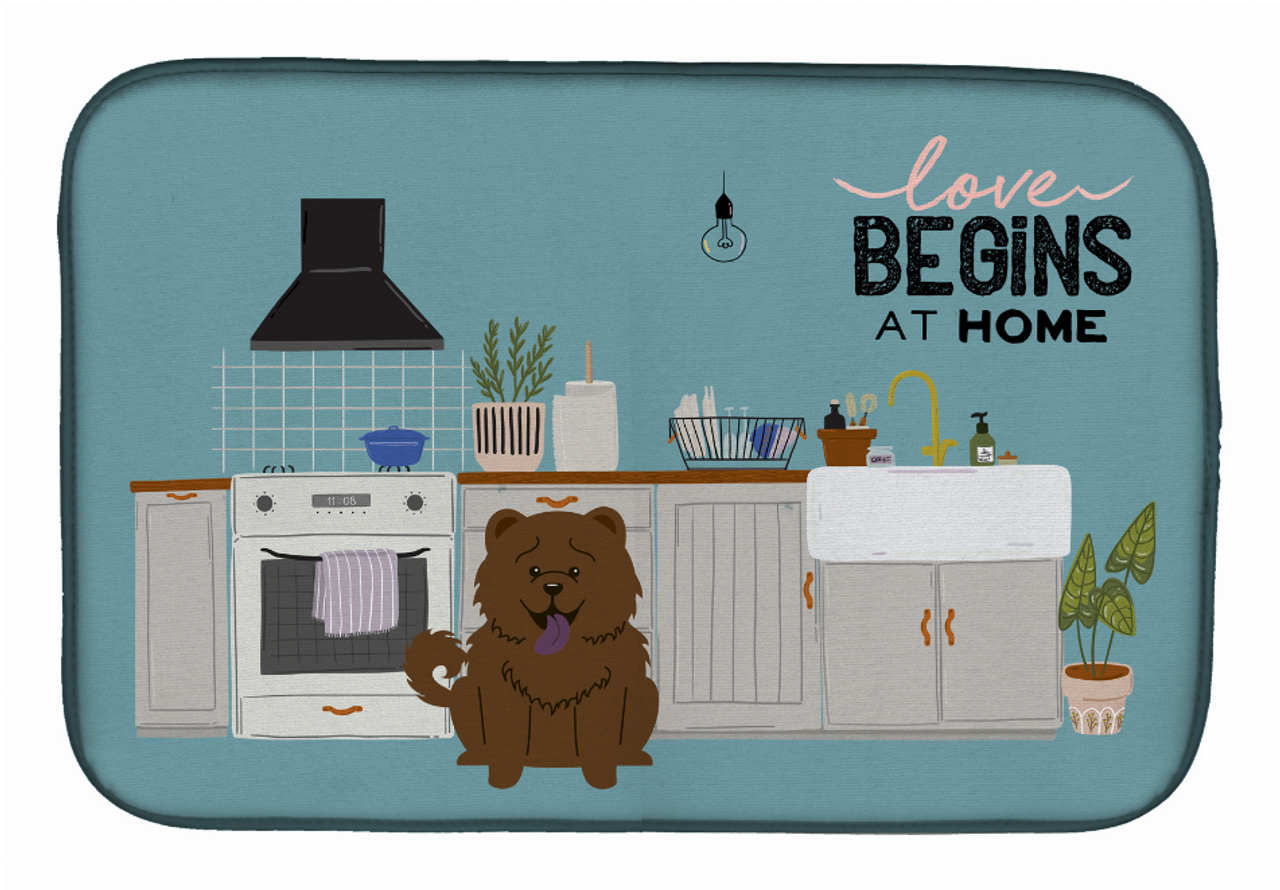 Dog Kitchen Scene Dish Drying Mat - CK7845DDM