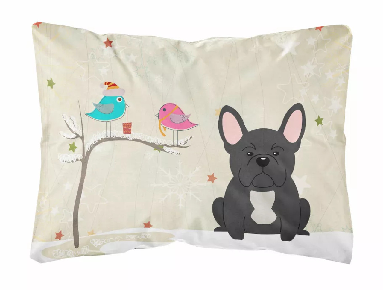 Christmas Presents between Friends Dog Art Canvas Fabric Decorative Pillow - BB2486PW1216
