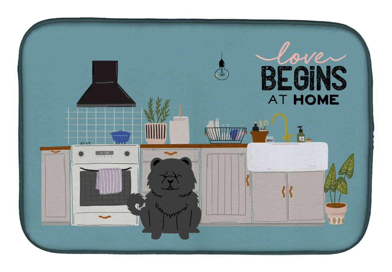 Dog Kitchen Scene Dish Drying Mat - CK7847DDM
