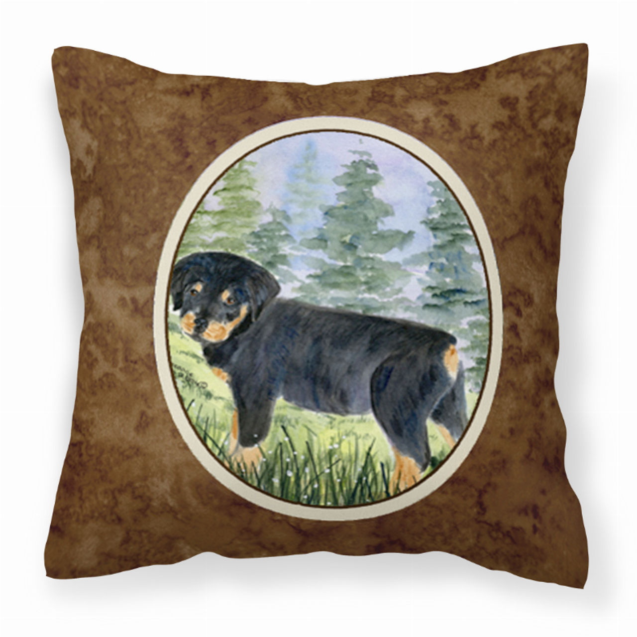 Portrait Artwork with Dog Brown Fabric Decorative Pillow - S000213B001695P022678V000
