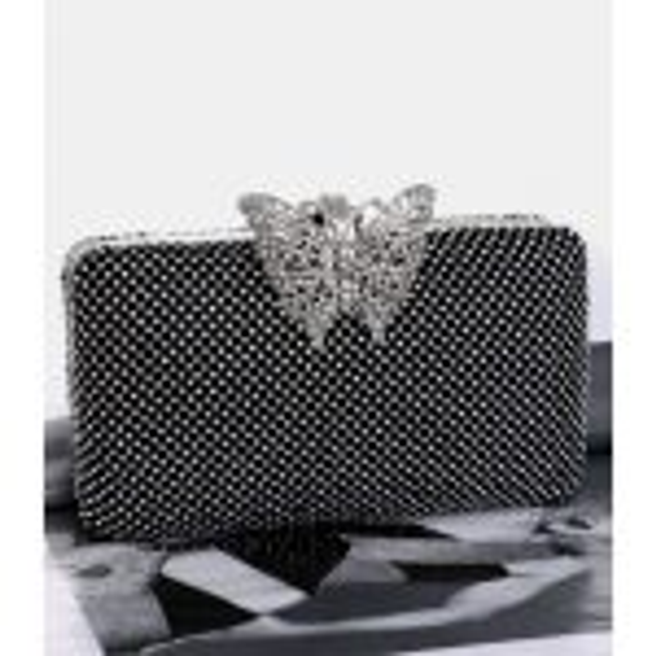 Silver Butterfly Evening Clutch Bag