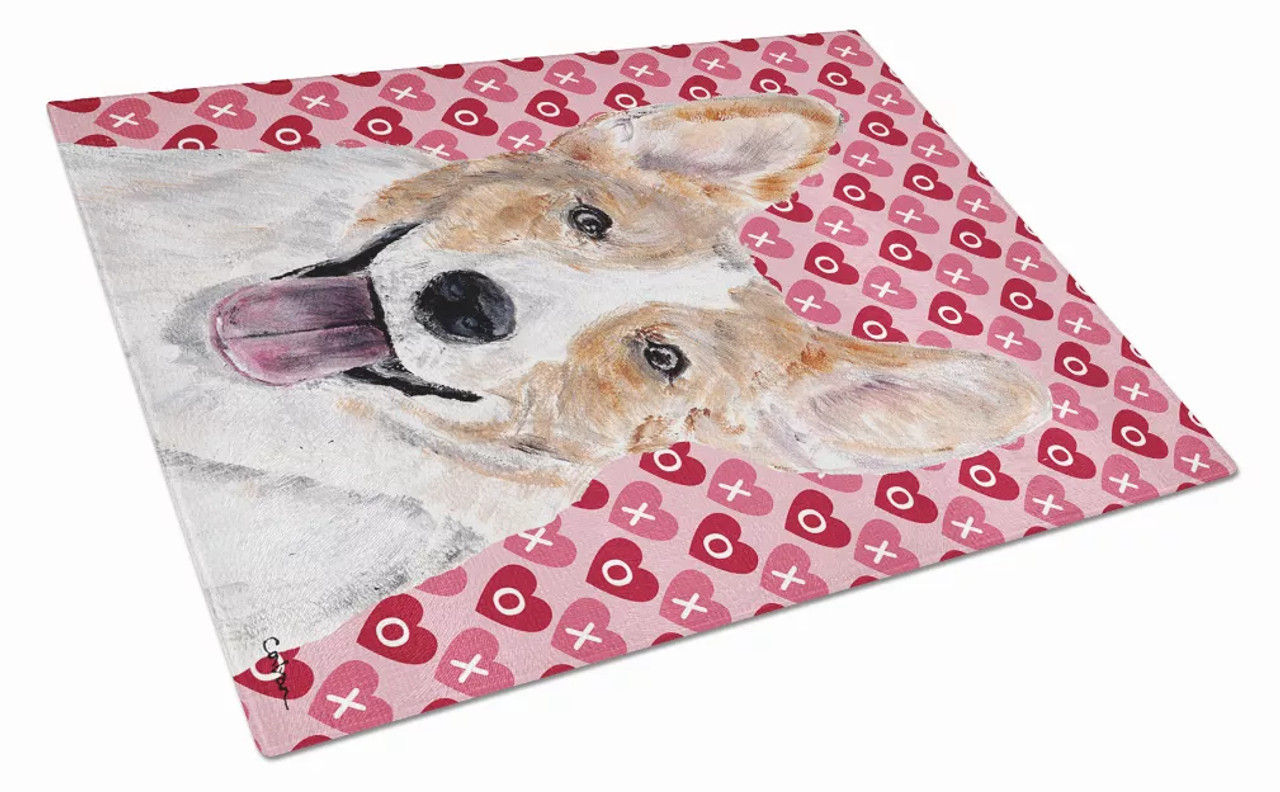 Valentine's Day Dog Print Glass Cutting Board Large - S000213B001695P036999V012
