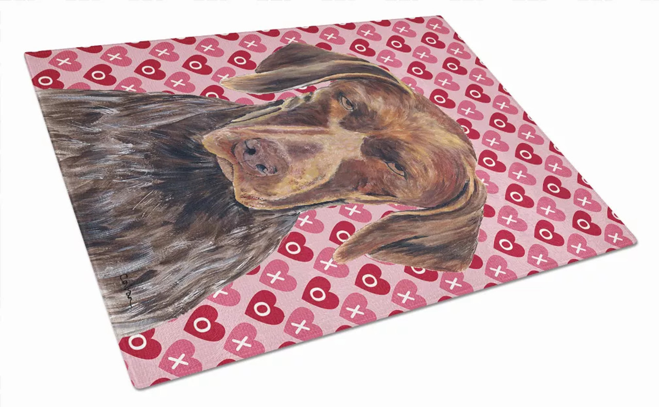 Valentine's Day Dog Print Glass Cutting Board Large - SC9244LCB