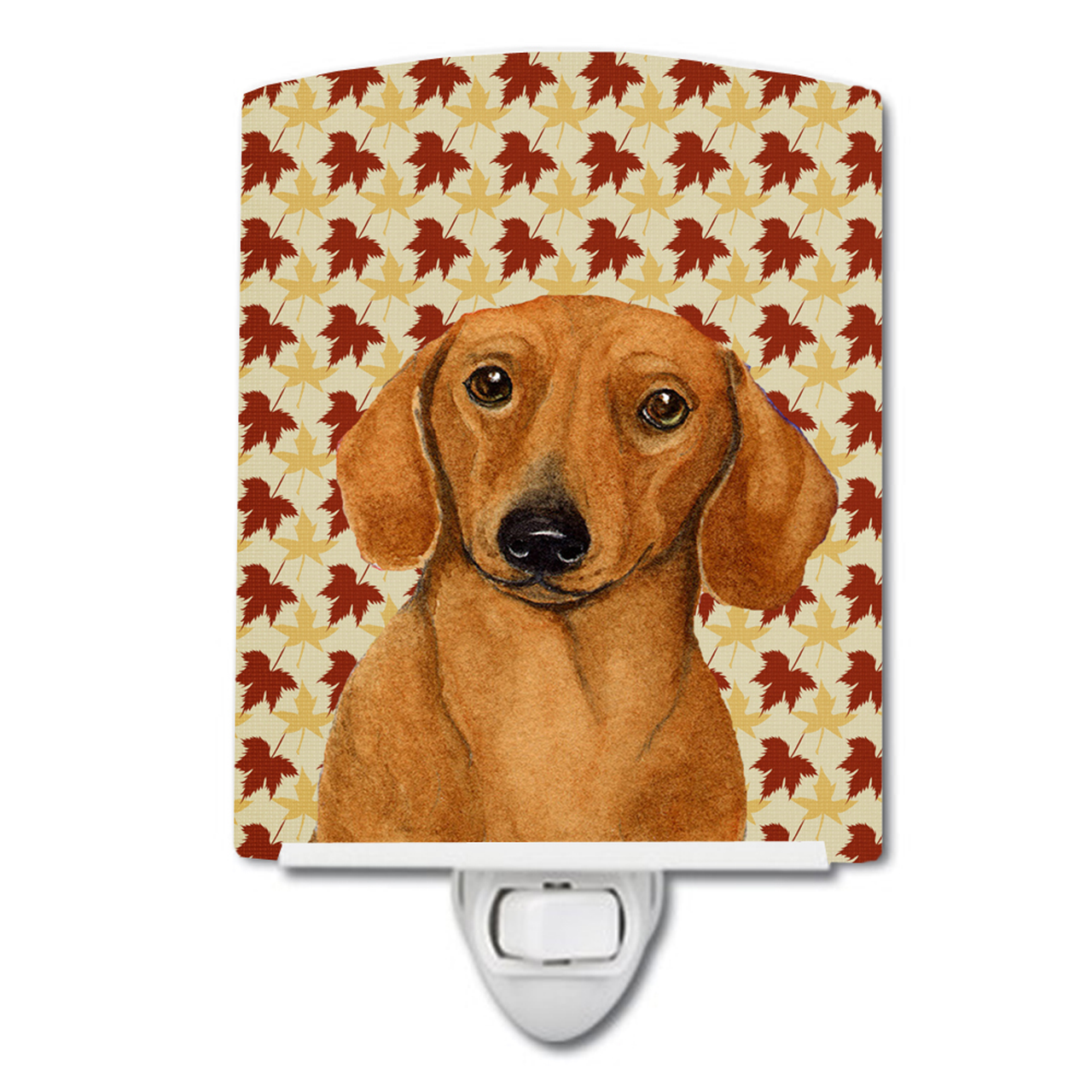 Fall Leaves Dog Art Portrait Ceramic Night Light - LH9087CNL