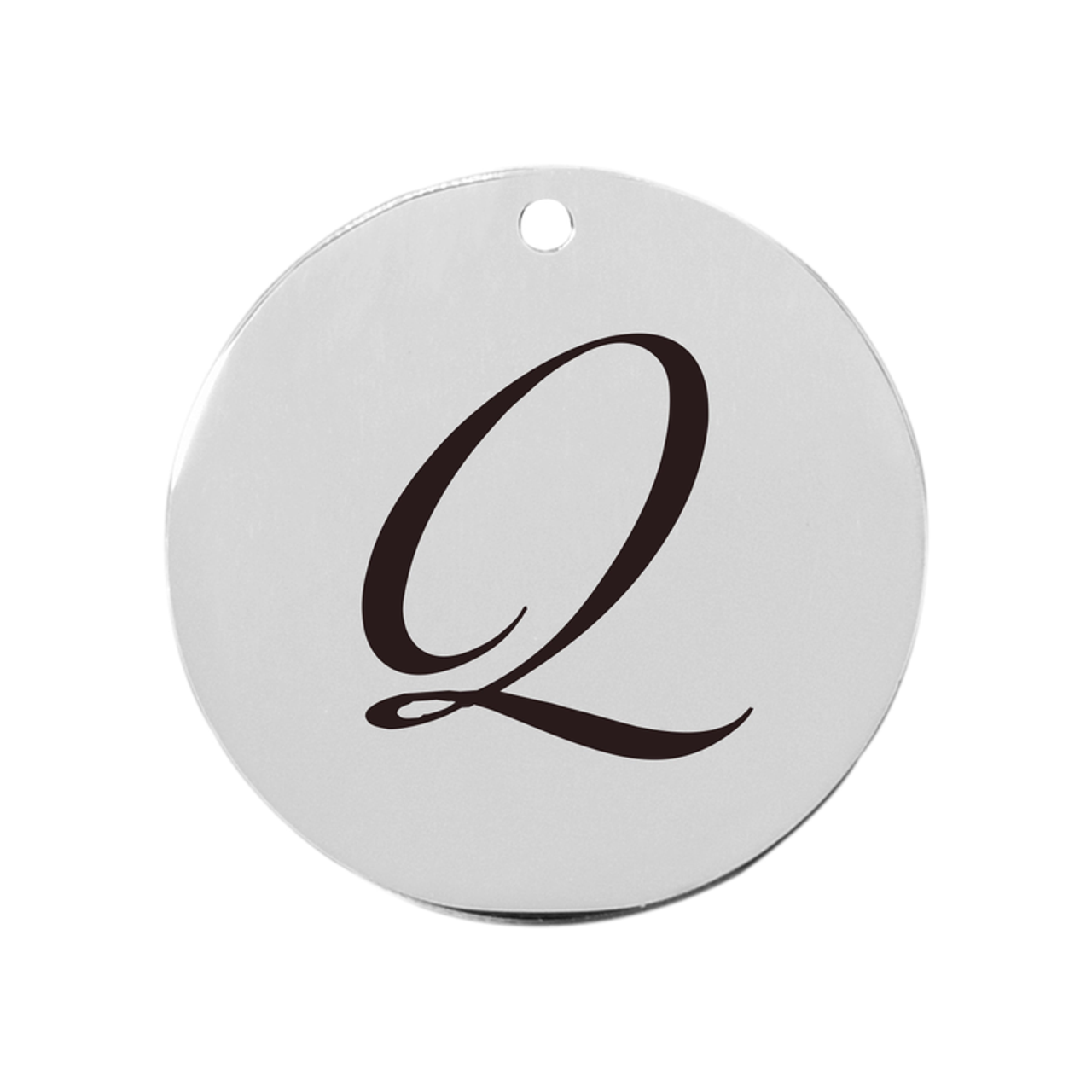 19mm Stainless Steel Cursive Initial Disc Charm - PinkBox3-3308