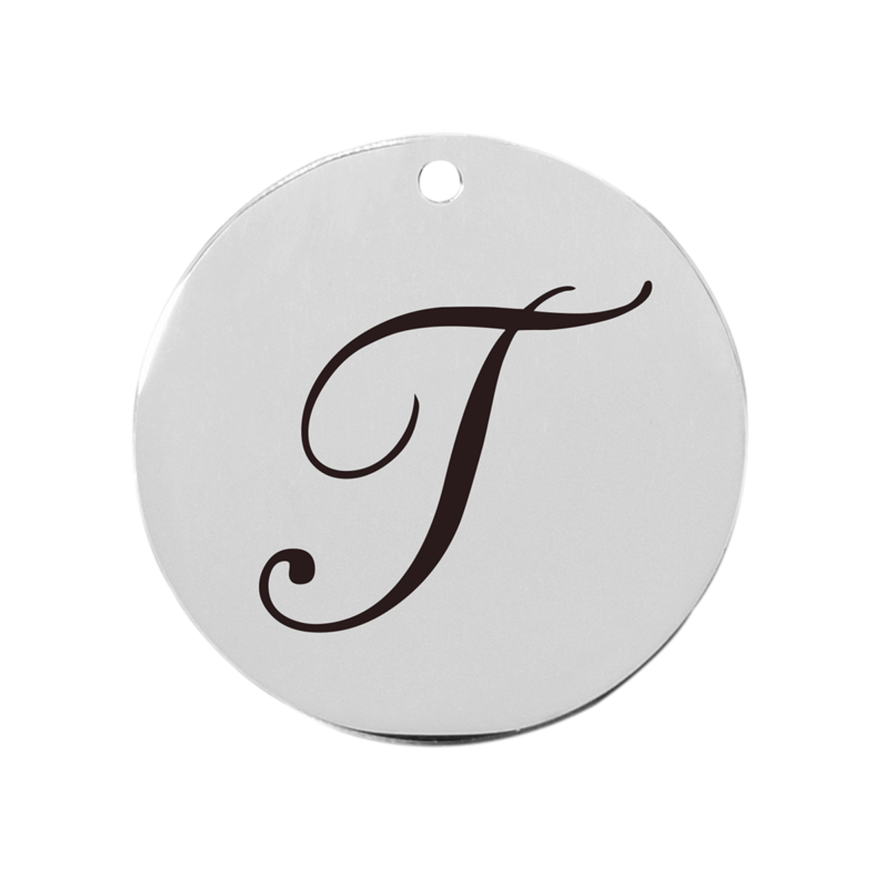 19mm Stainless Steel Cursive Initial Disc Charm - PinkBox3-3311