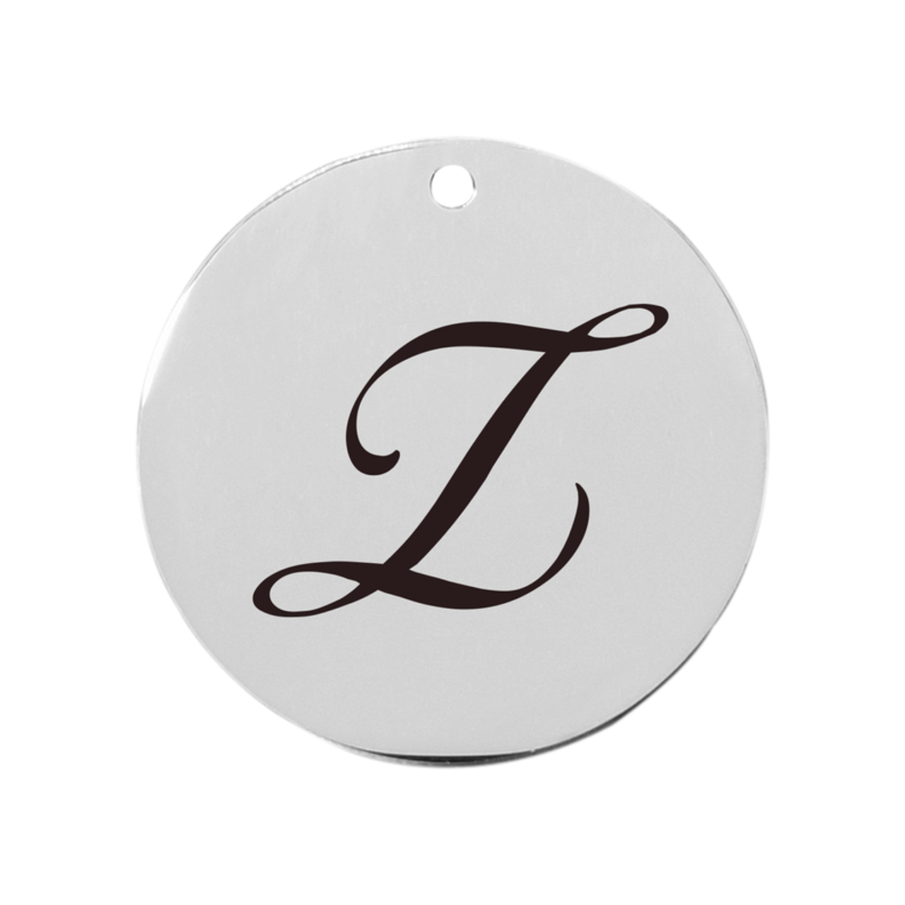 19mm Stainless Steel Cursive Initial Disc Charm - PinkBox3-3317