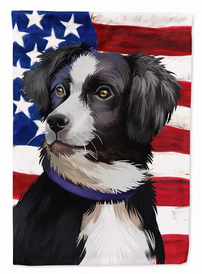 American Flag with Dog Artwork Flag Garden Size - S000213B001695P013767V027