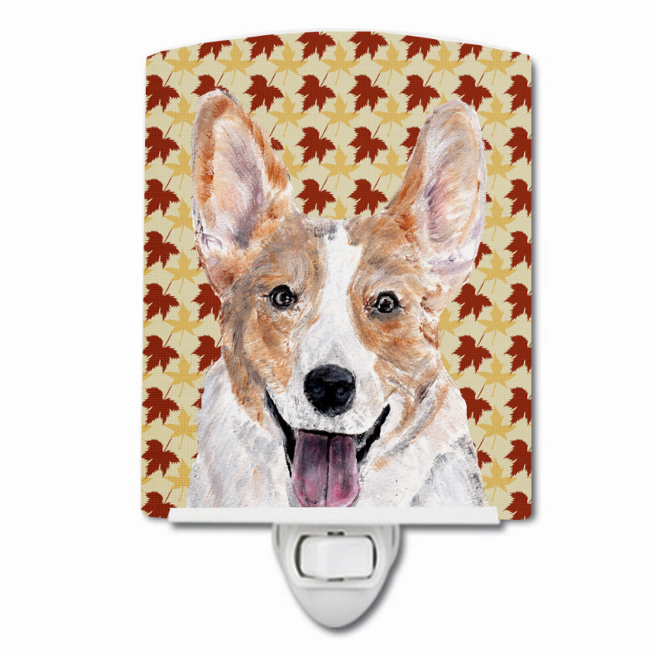 Fall Leaves Dog Art Portrait Ceramic Night Light - SC9672CNL