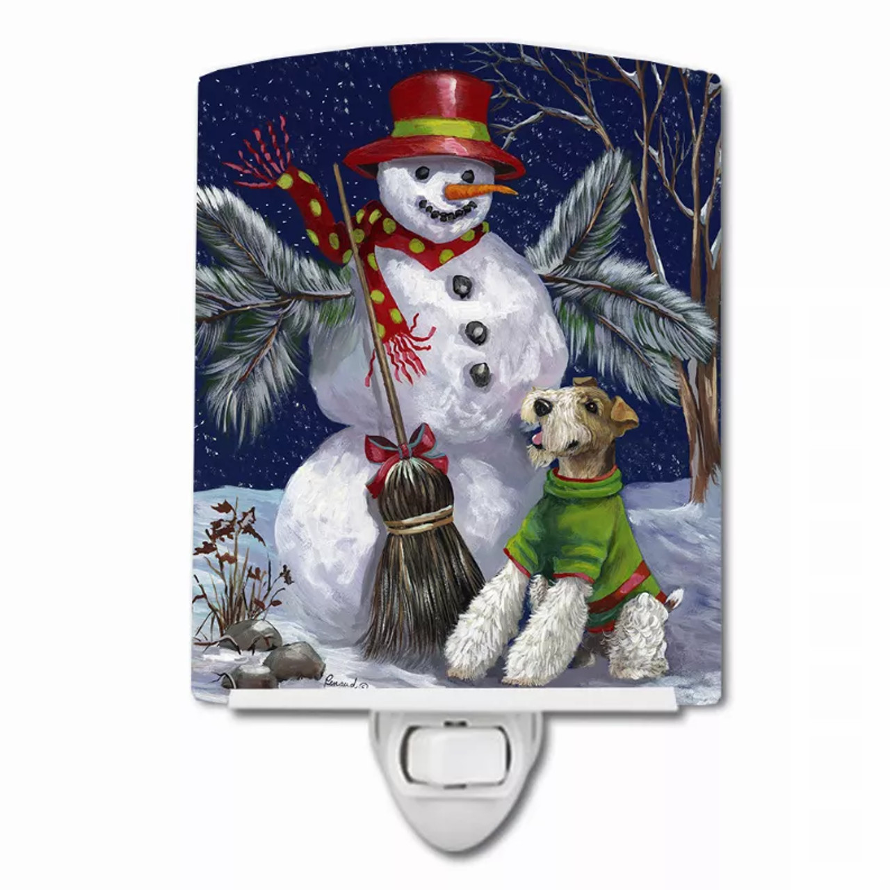 Christmas Dog Art Ceramic Night Light