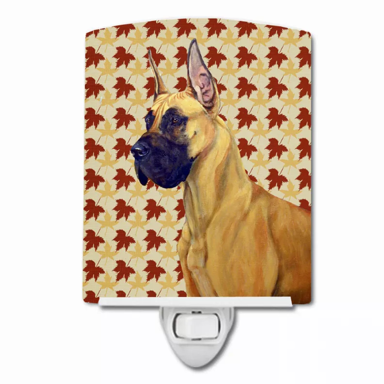 Fall Leaves Dog Art Portrait Ceramic Night Light - S000213B001695P102569V000