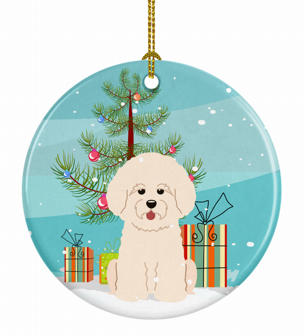 Christmas Tree and Dog on Ceramic Ornament - BB4200CO1