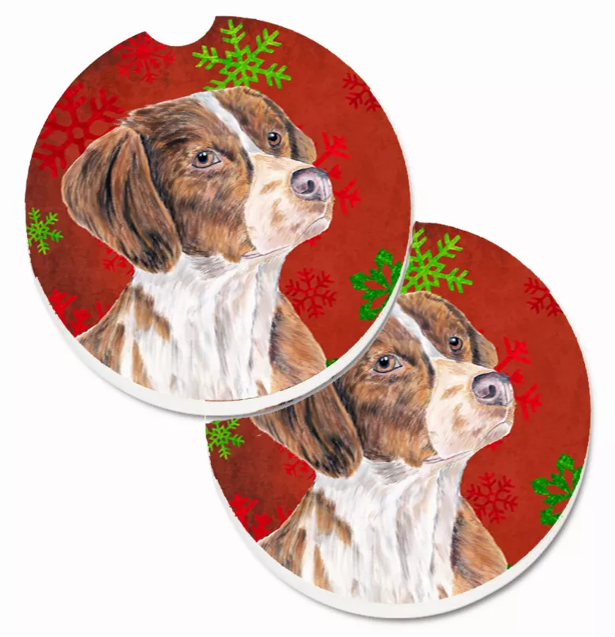 Dog Themed Holiday Christmas Cup Holder Car Coasters (Set of 2) - S000213B001695P076419V040