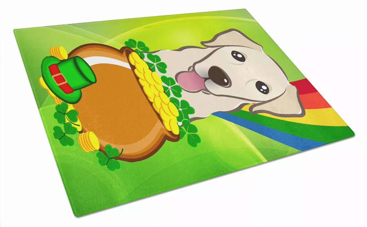St. Patrick's Day Dog Print Glass Cutting Board Large - S000213B001695P037475V027