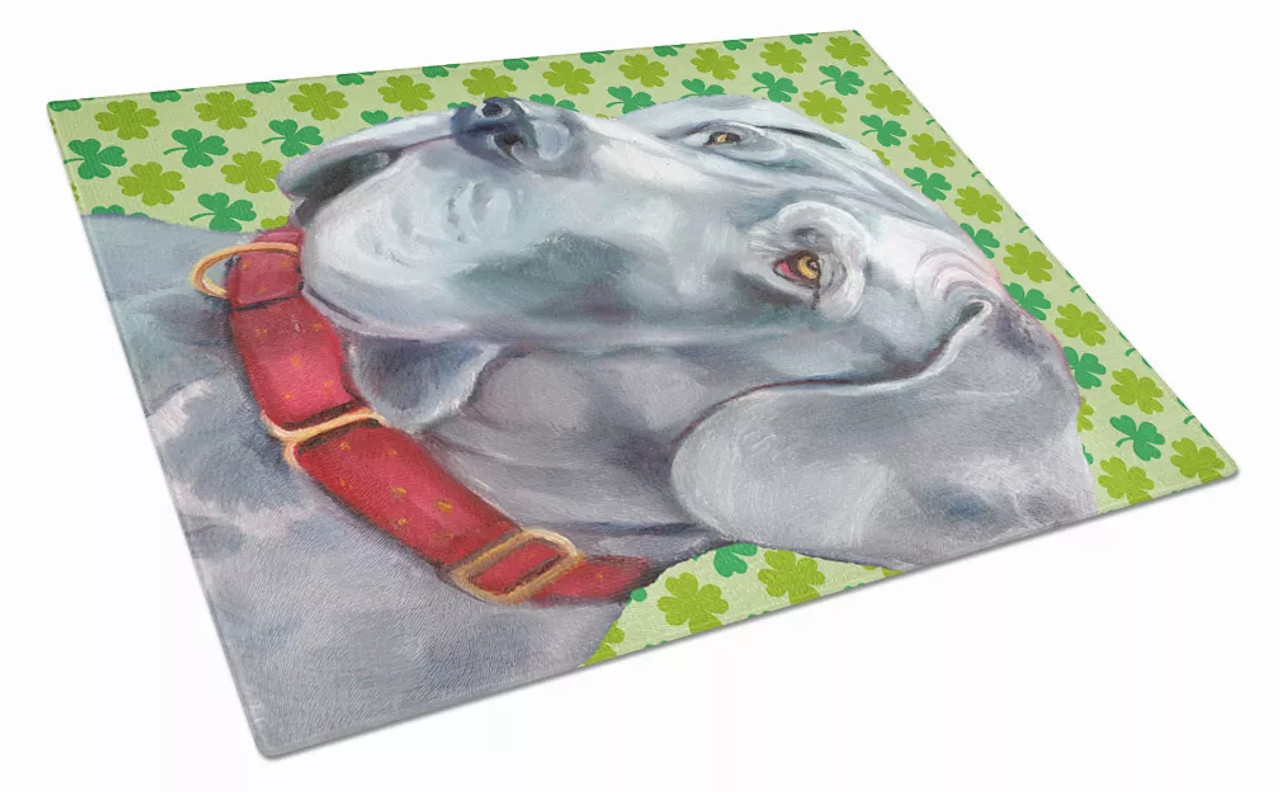 St. Patrick's Day Dog Print Glass Cutting Board Large - S000213B001695P037475V012