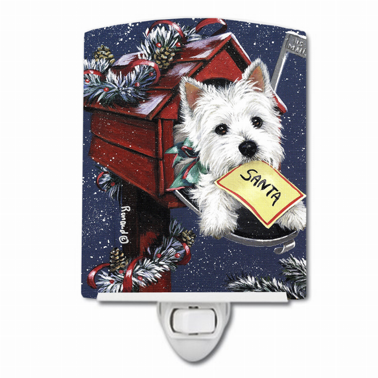 Christmas Dog Art Ceramic Night Light - S000213B001695P020875V015