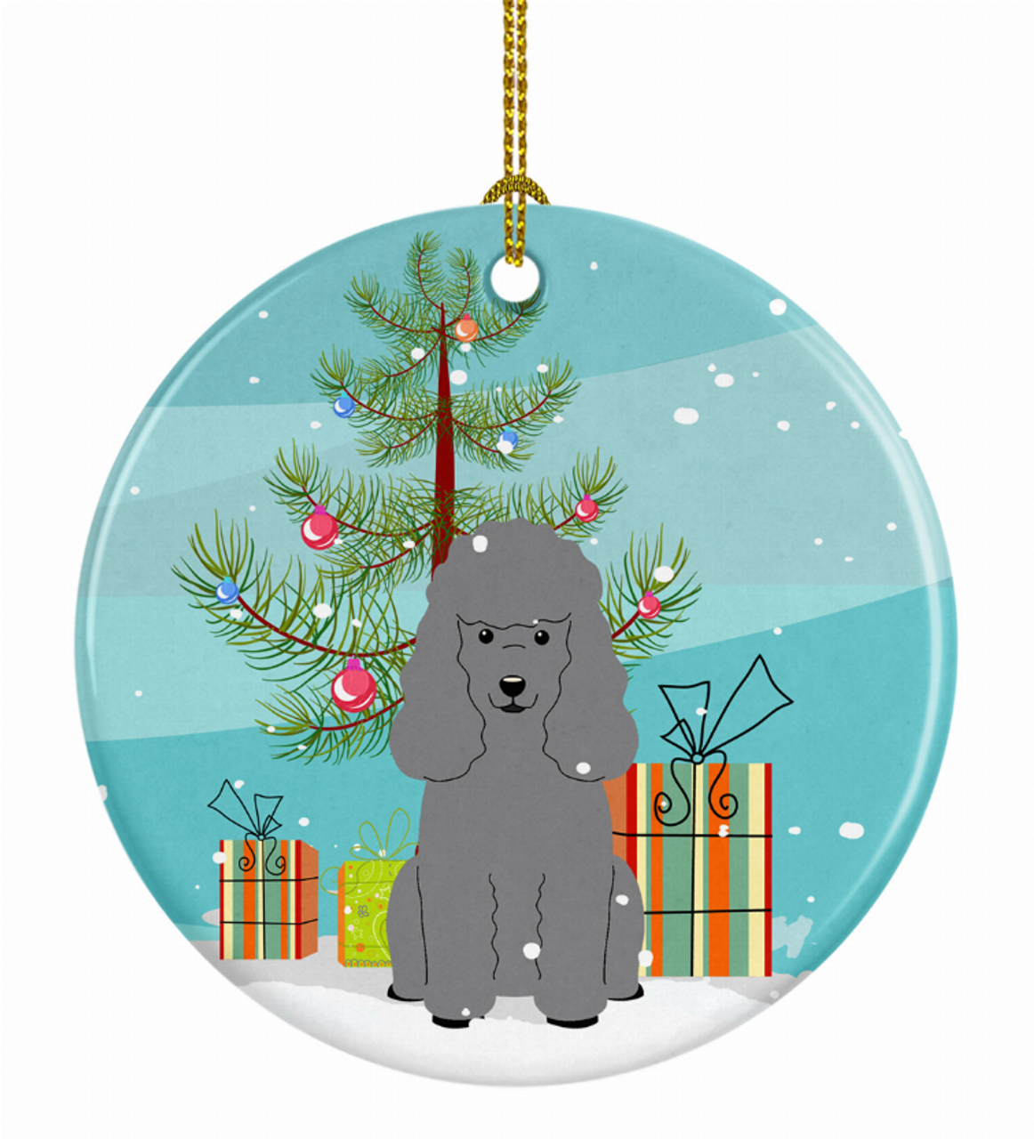 Christmas Tree and Dog on Ceramic Ornament - BB4193CO1