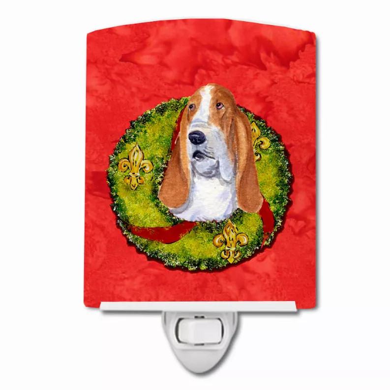 Christmas Wreath Dog Art Ceramic Night Light - S000213B001695P104766V000