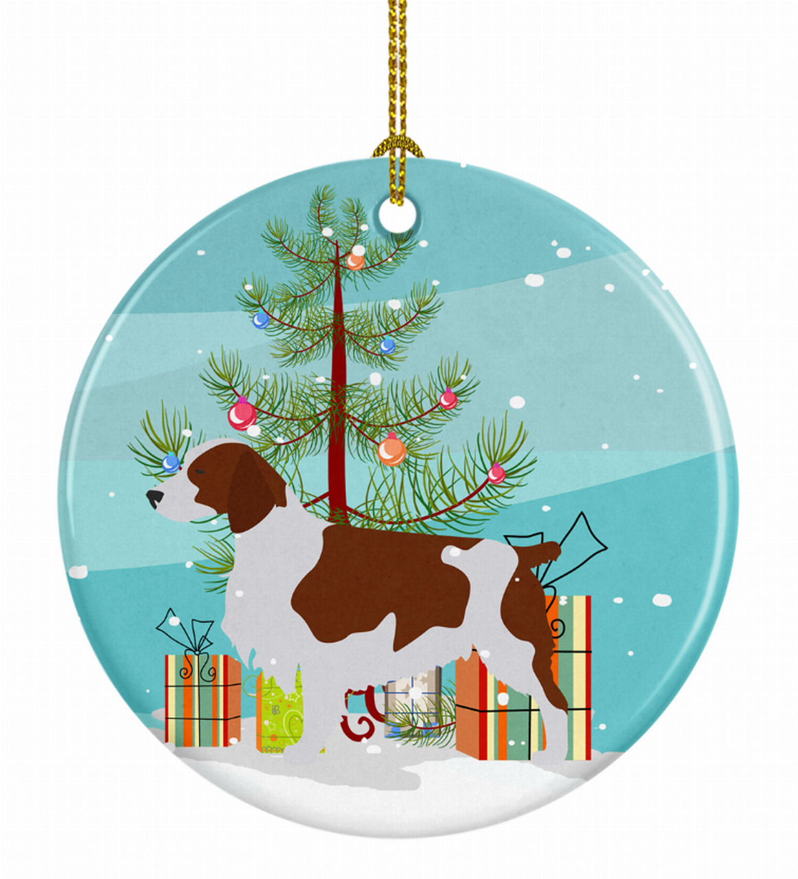 Christmas Tree and Dog on Ceramic Ornament - BB2918CO1