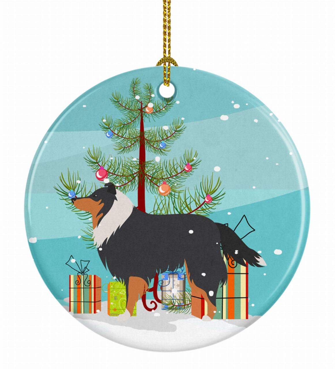 Christmas Tree and Dog on Ceramic Ornament - S000213B001695P116871V008