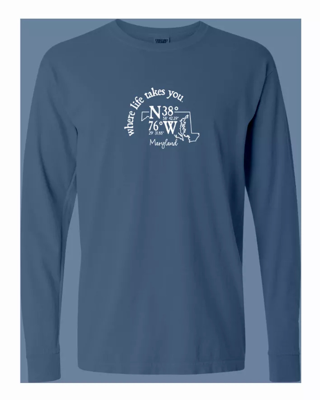 US State Coordinate Unisex Long Sleeve T-shirt -Where Life Takes You (Maine-Missouri) - S001839B002277P000004V205