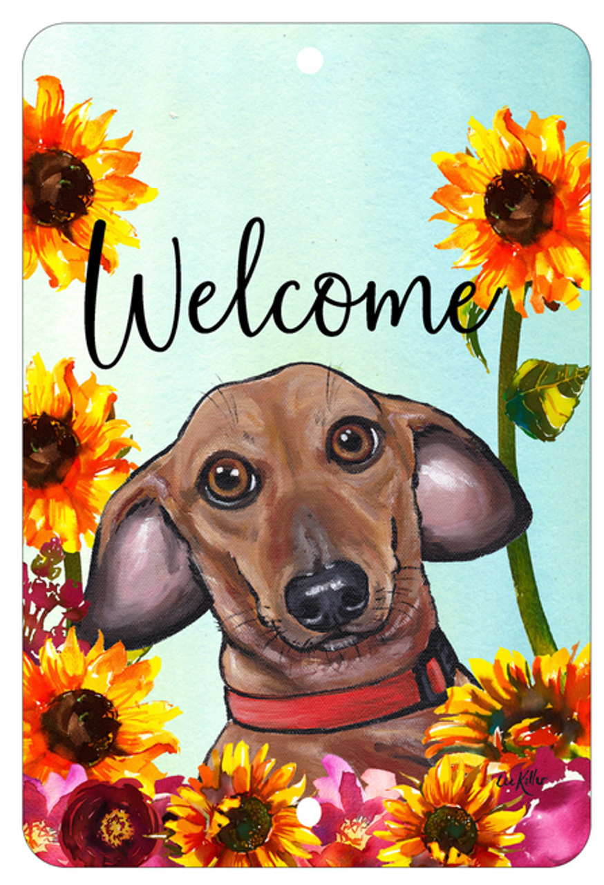 Dachshund Red - HHS Welcome Indoor/Outdoor Aluminum Sign