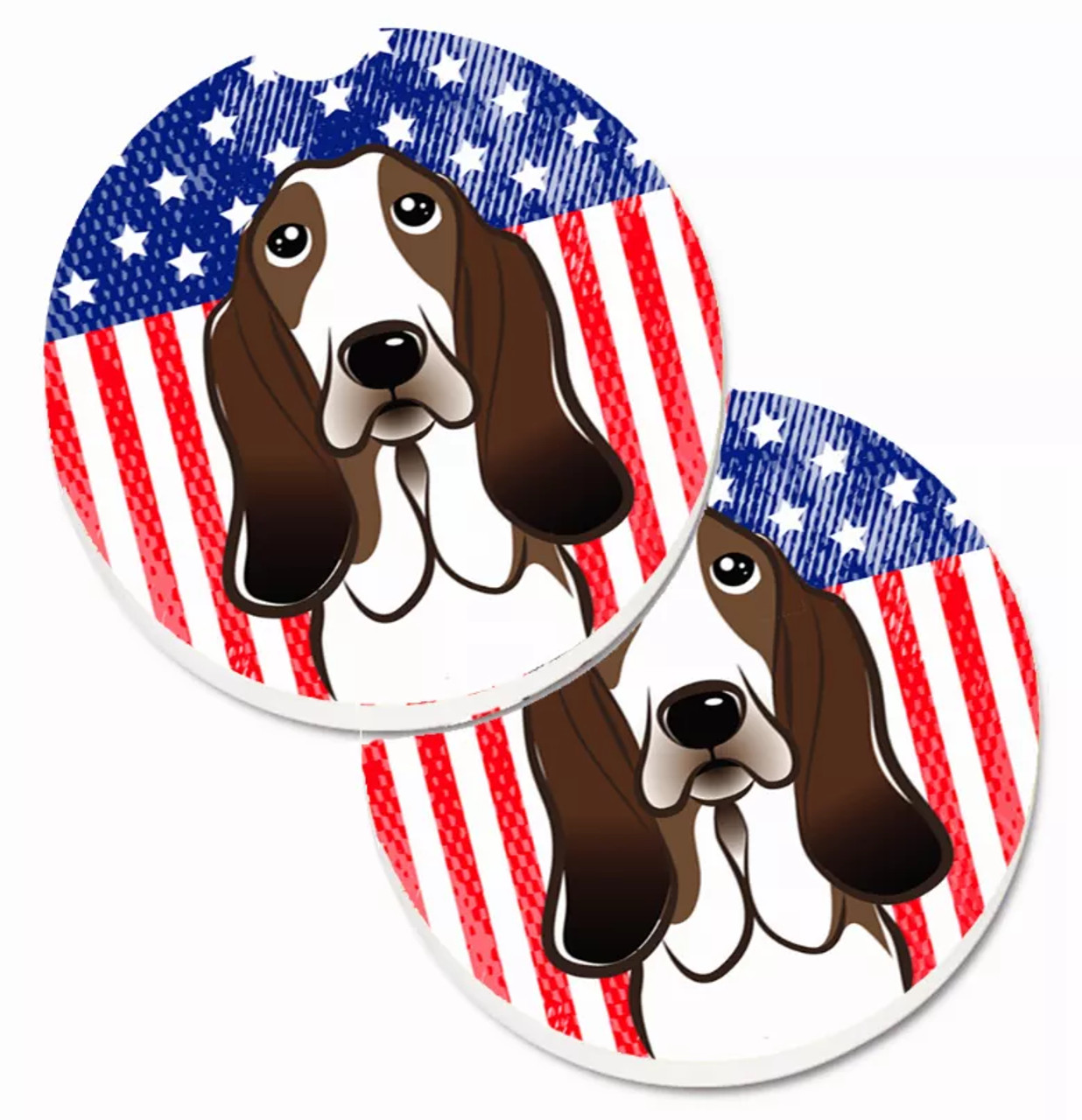 Dog Themed American Flag Cup Holder Car Coasters (Set of 2) - S000213B001695P076423V042