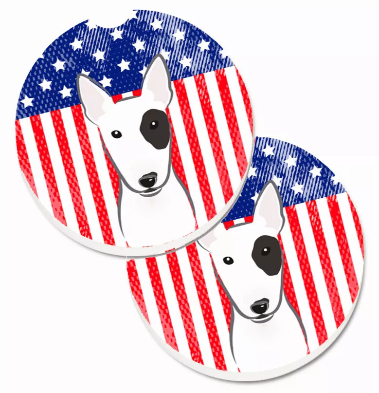 Dog Themed American Flag Cup Holder Car Coasters (Set of 2) - S000213B001695P076423V008