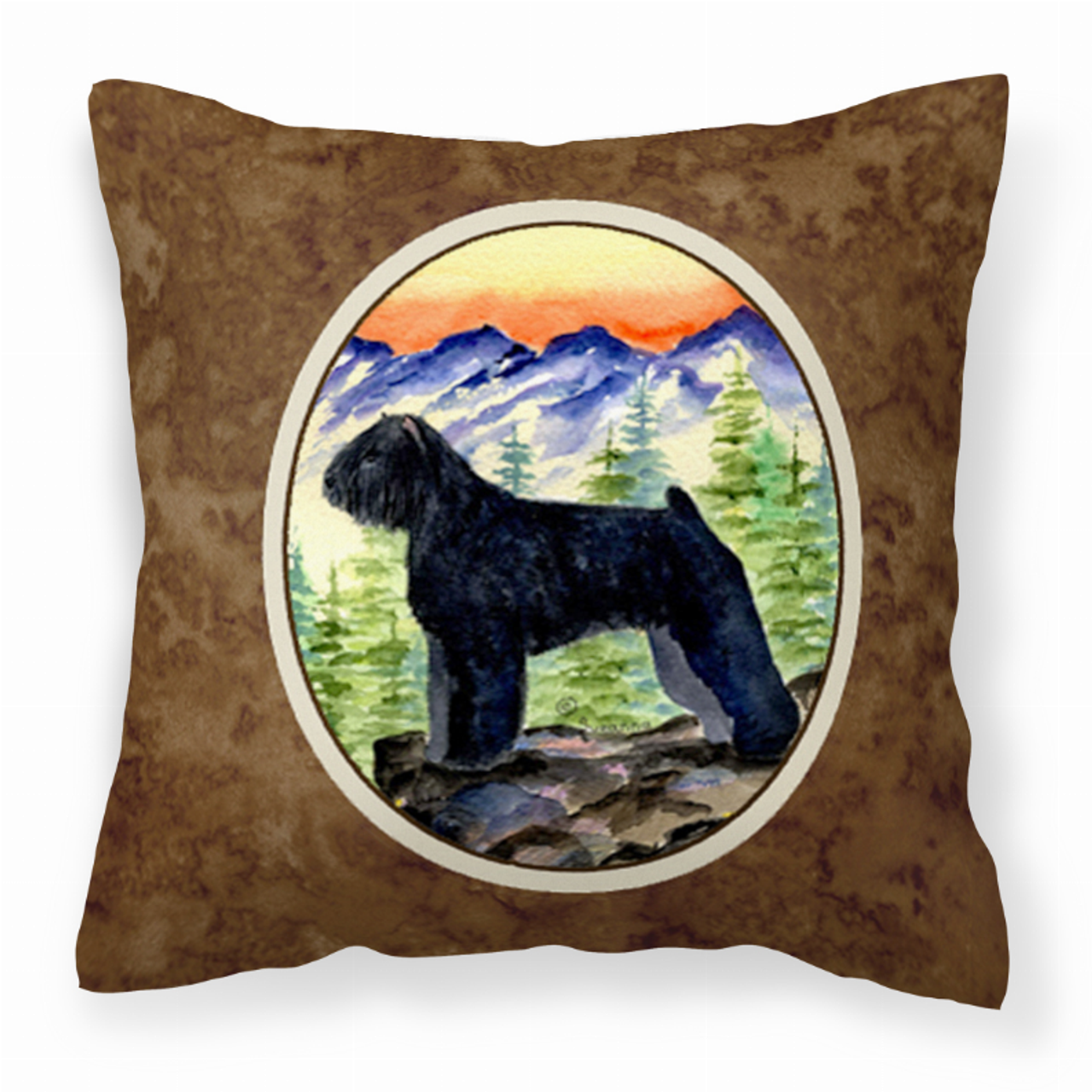 Portrait Artwork with Dog Brown Fabric Decorative Pillow - SS8286PW1414