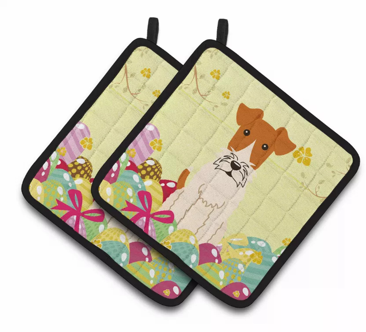 Easter Eggs Dog Pair of Pot Holders - S000213B001695P083193V037