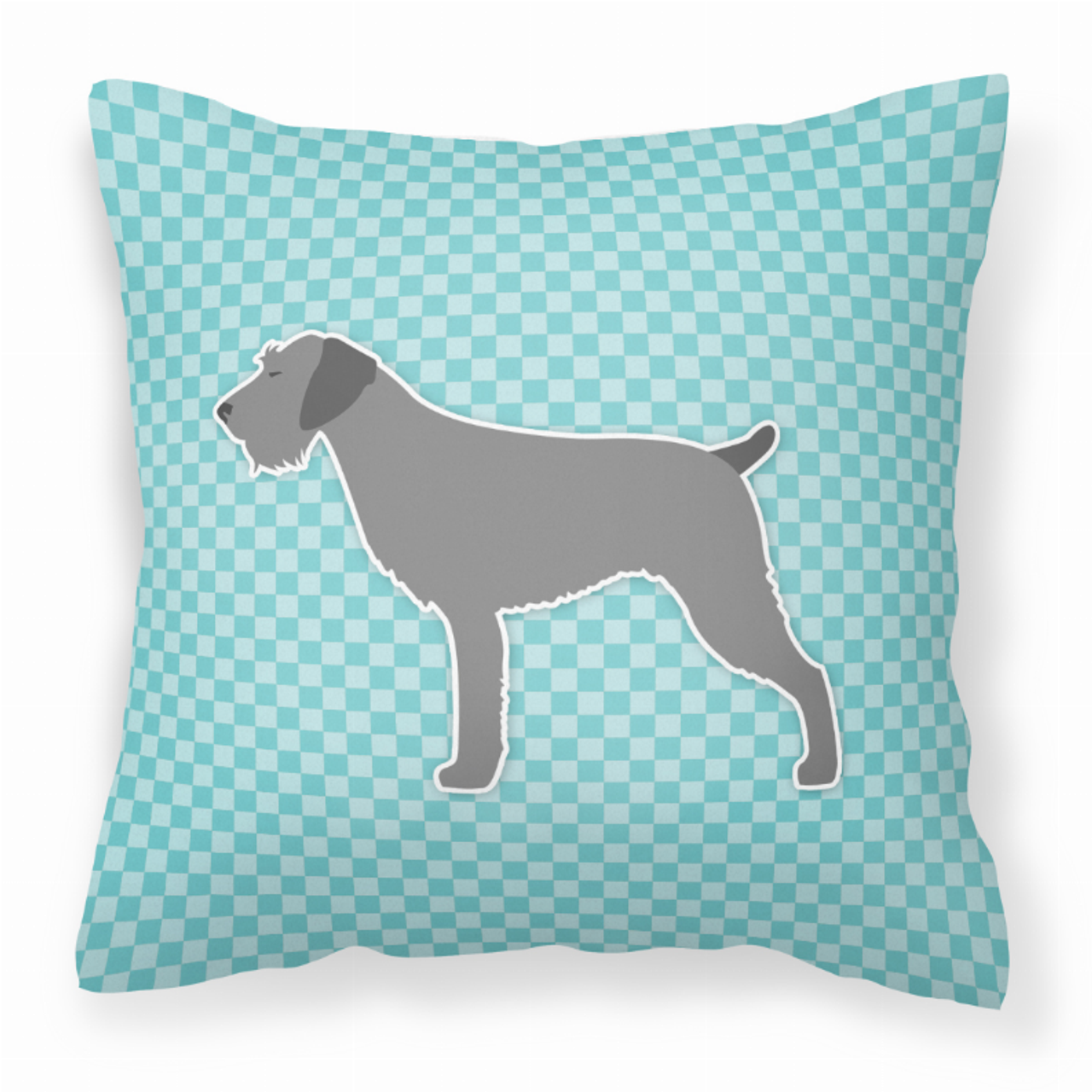Dog Profile Checkerboard Design Fabric Decorative Pillow - BB3711PW1414